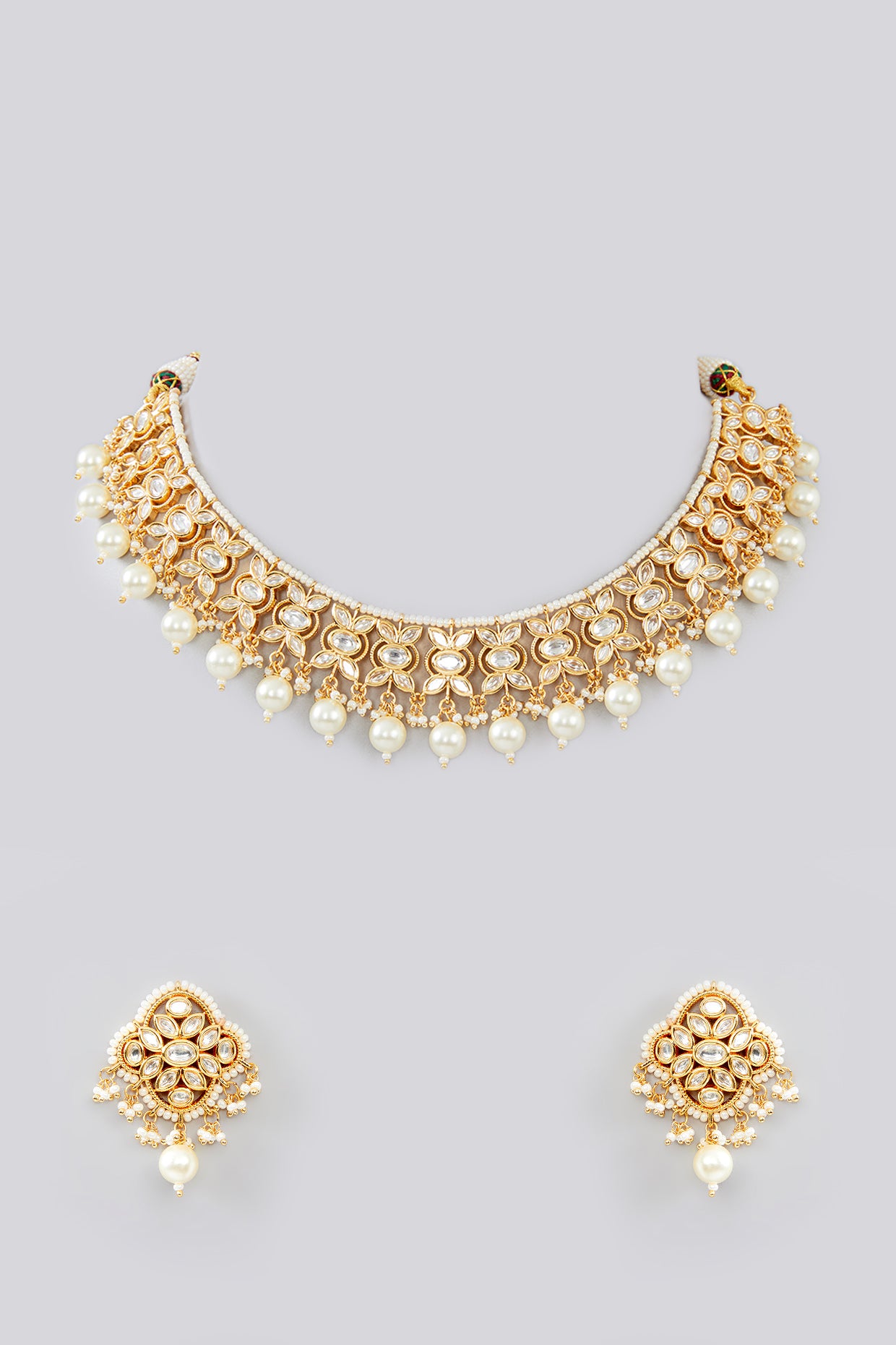 Kesar Pearl Drop Kundan Choker Set