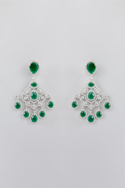 Raha Diamond Emerald Danglers
