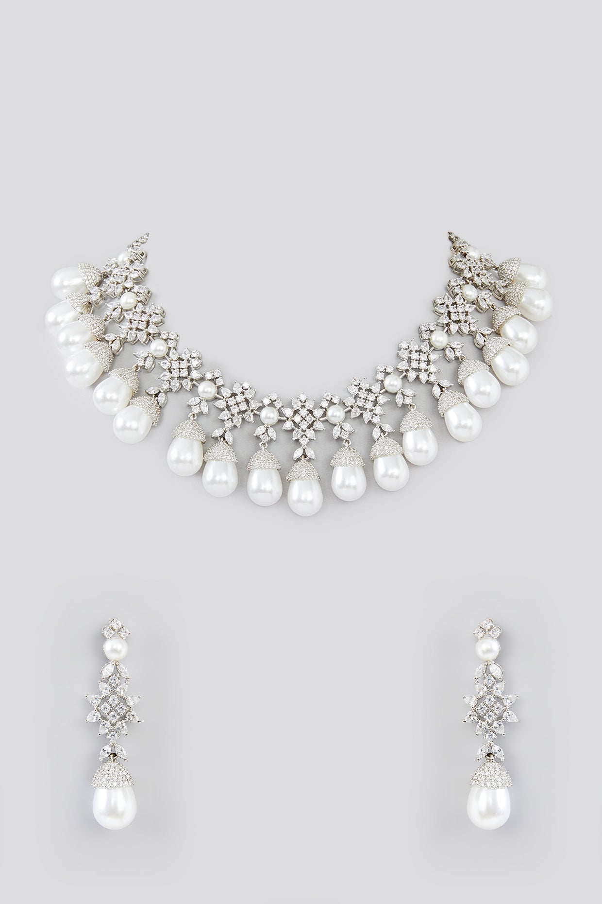 Shaheen Pearl Diamond Necklace set