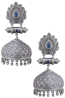 Silver plated colored stone earrings