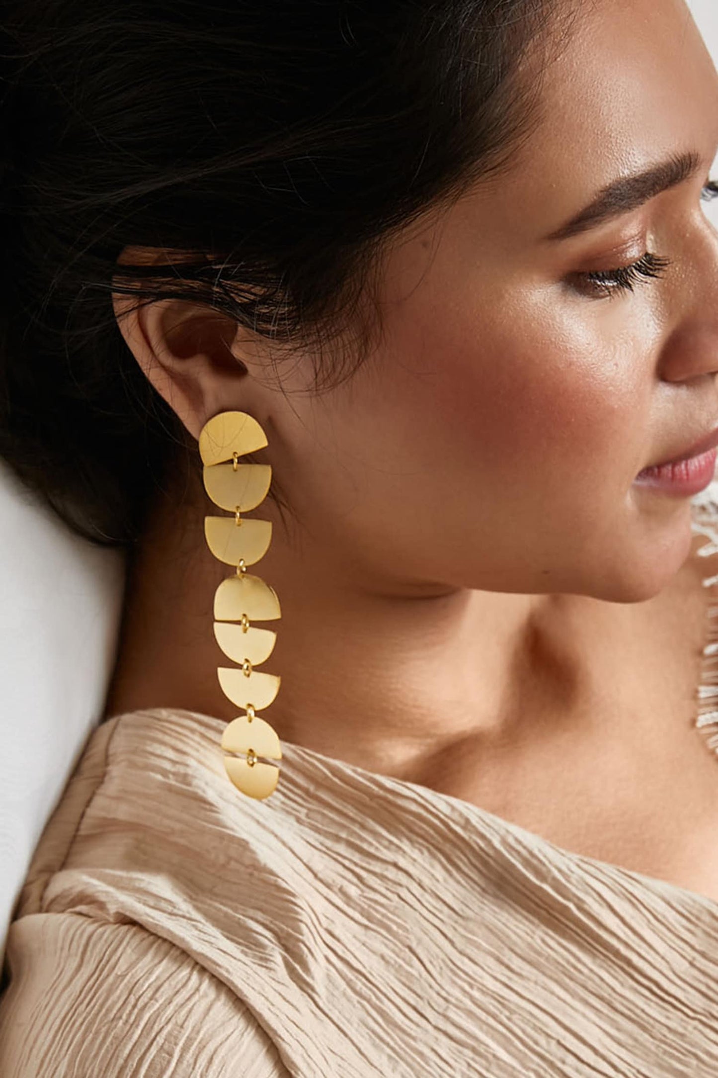 Tiered Geometric Long Earrings 