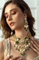  Bridal Necklace Set With Green Jades & Pearls