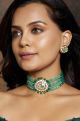 Multi Shaded Green Polki Choker Set